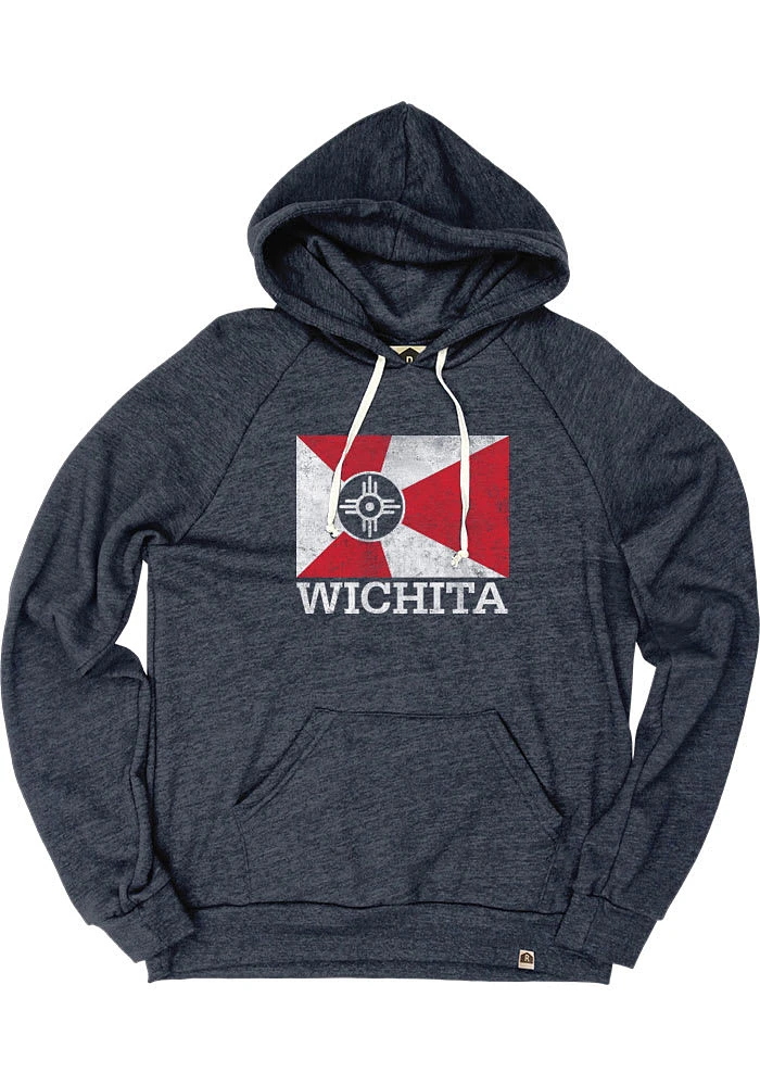 Rally Wichita Mens Navy Blue City Flag Long Sleeve Hoodie