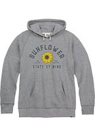Rally Kansas Mens Grey Sunflower State Long Sleeve Hoodie