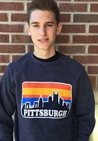 Rally Pittsburgh Mens Navy Blue Skyline Long Sleeve Crew Sweatshirt