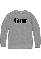 Rally Michigan Mens Grey Native Long Sleeve Crew Sweatshirt