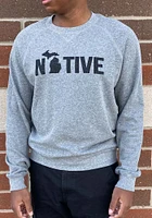 Rally Michigan Mens Grey Native Long Sleeve Crew Sweatshirt
