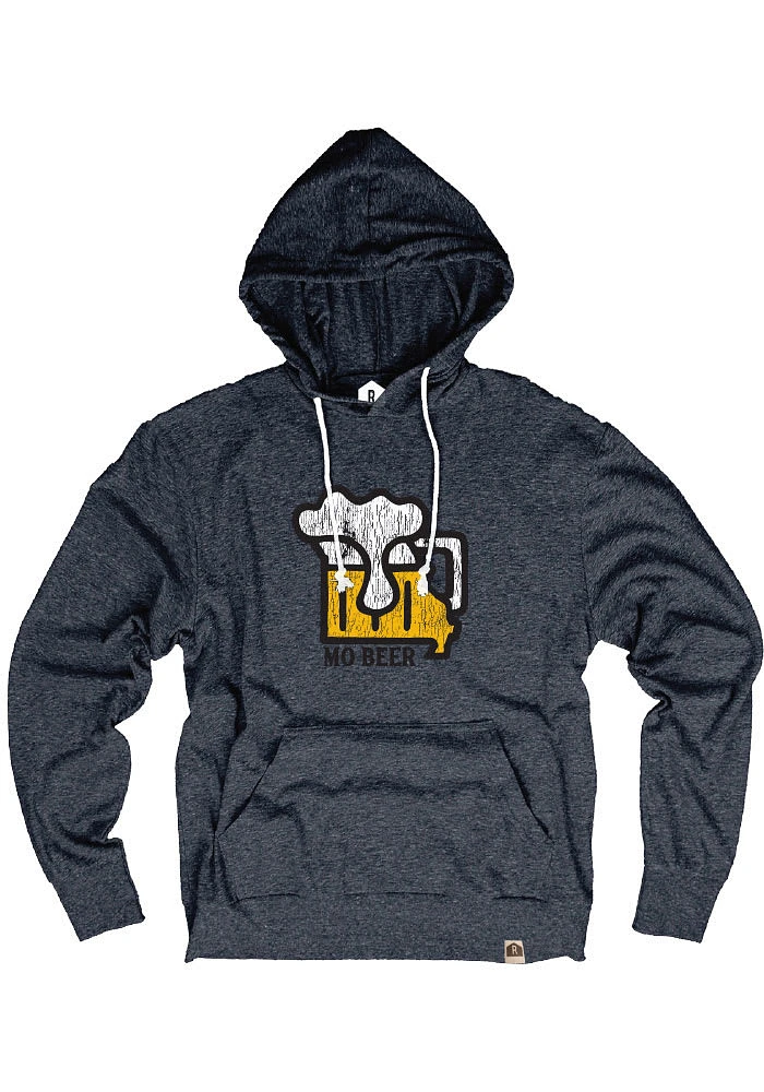 Rally Missouri Mens Navy Blue MO Beer Long Sleeve Hoodie