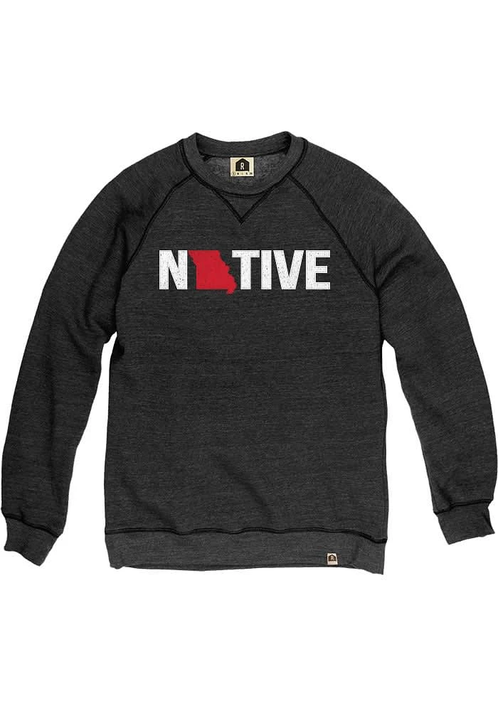 Rally Missouri Mens Black Native Long Sleeve Crew Sweatshirt