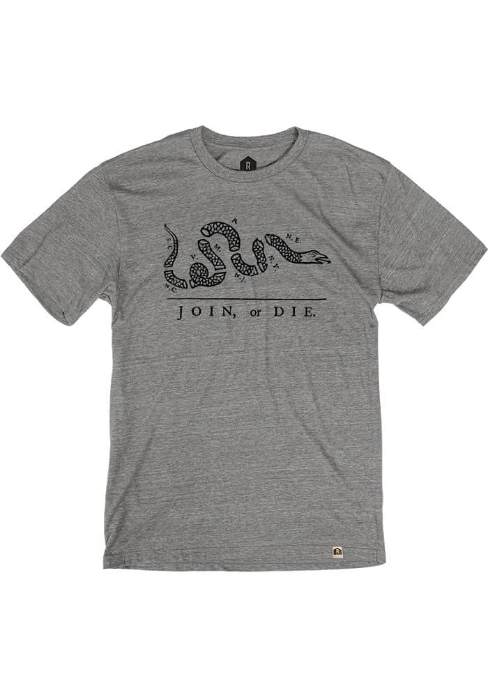 Rally Philadelphia Grey Join or Die Short Sleeve Fashion T Shirt