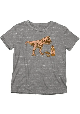 Kansas City Youth Grey T-rex BBQ Short Sleeve Fashion T-Shirt