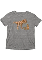 Kansas City Youth Grey T-rex BBQ Short Sleeve Fashion T-Shirt