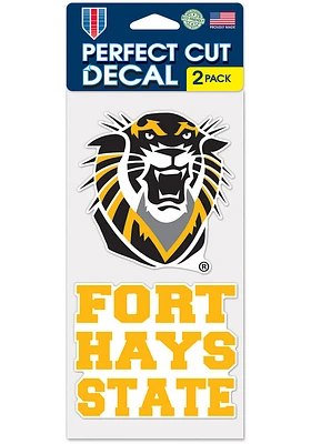 Fort Hays State Tigers 4x4 inch 2 Pack Auto Decal - Yellow