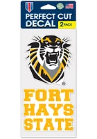 Fort Hays State Tigers 4x4 inch 2 Pack Auto Decal - Yellow