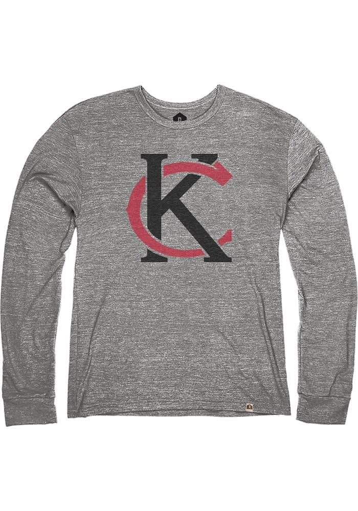 Rally Kansas City Grey KC Monogram Long Sleeve Fashion T Shirt