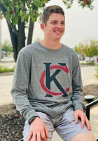 Rally Kansas City Grey KC Monogram Long Sleeve Fashion T Shirt