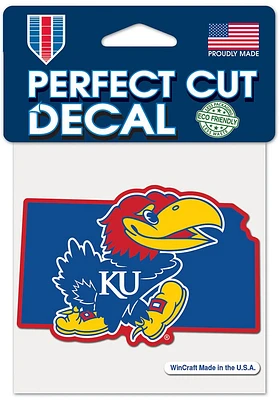 Kansas Jayhawks State Shape Auto Decal - Blue