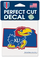 Kansas Jayhawks State Shape Auto Decal - Blue
