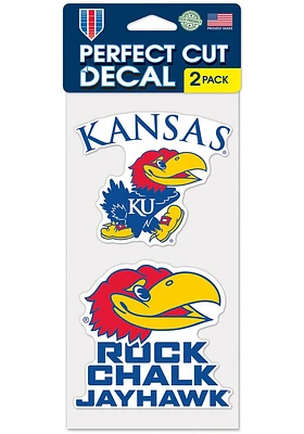 Kansas Jayhawks 4x4 inch 2 Pack Auto Decal - Blue
