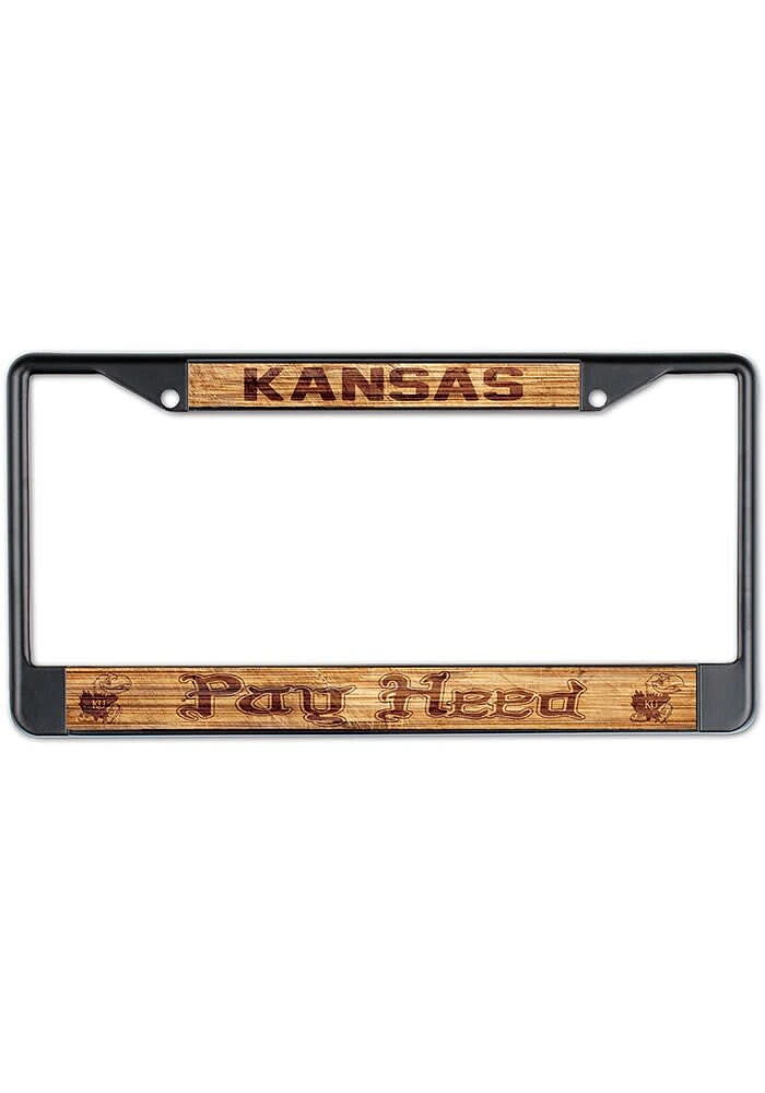 Kansas Jayhawks Wood License Plate Frame - Brown