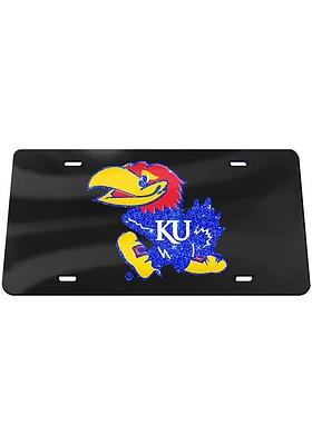 Kansas Jayhawks Black Black Glitter Car Accessory License Plate