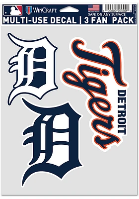 Detroit Tigers Triple Pack Auto Decal - Orange