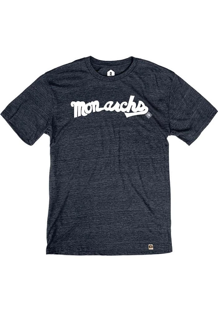 Rally Kansas City Monarchs Navy Blue Cursive Name Short Sleeve Fashion T Shirt