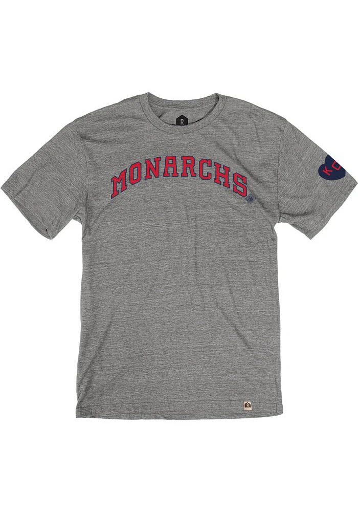 Rally Kansas City Monarchs Grey Arched Heart Short Sleeve Fashion T Shirt