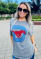 SMU Mustangs Grey Dallas Logo Short Sleeve Fashion T Shirt