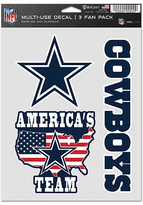 Dallas Cowboys Triple Pack Auto Decal - Blue