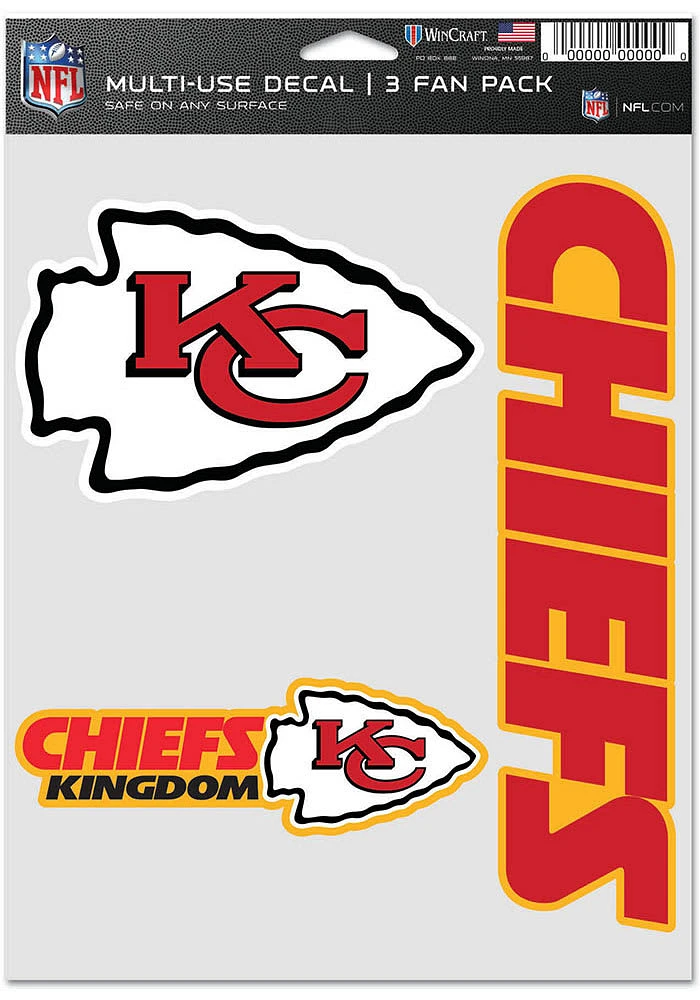 Kansas City Chiefs Triple Pack Auto Decal - Red