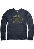 Rally Kansas Navy Blue Sunflower State Of Mind Long Sleeve Fashion T Shirt