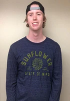 Rally Kansas Navy Blue Sunflower State Of Mind Long Sleeve Fashion T Shirt