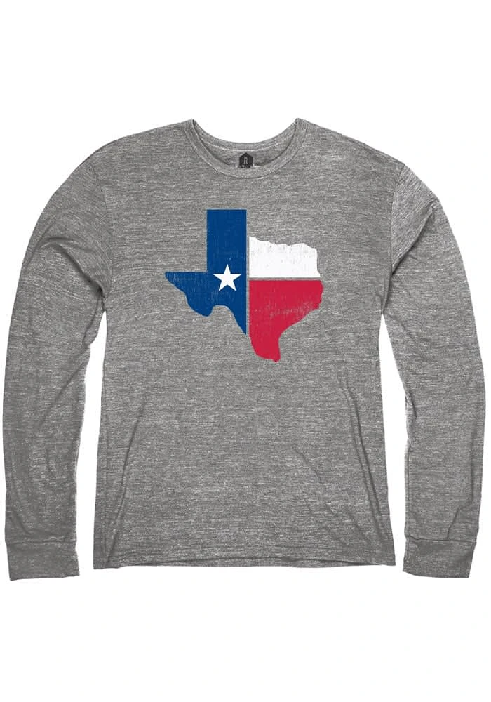 Rally Texas Grey Flag State Shape Long Sleeve Fashion T Shirt