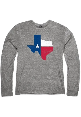 Rally Texas Grey Flag State Shape Long Sleeve Fashion T Shirt