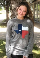 Rally Texas Grey Flag State Shape Long Sleeve Fashion T Shirt