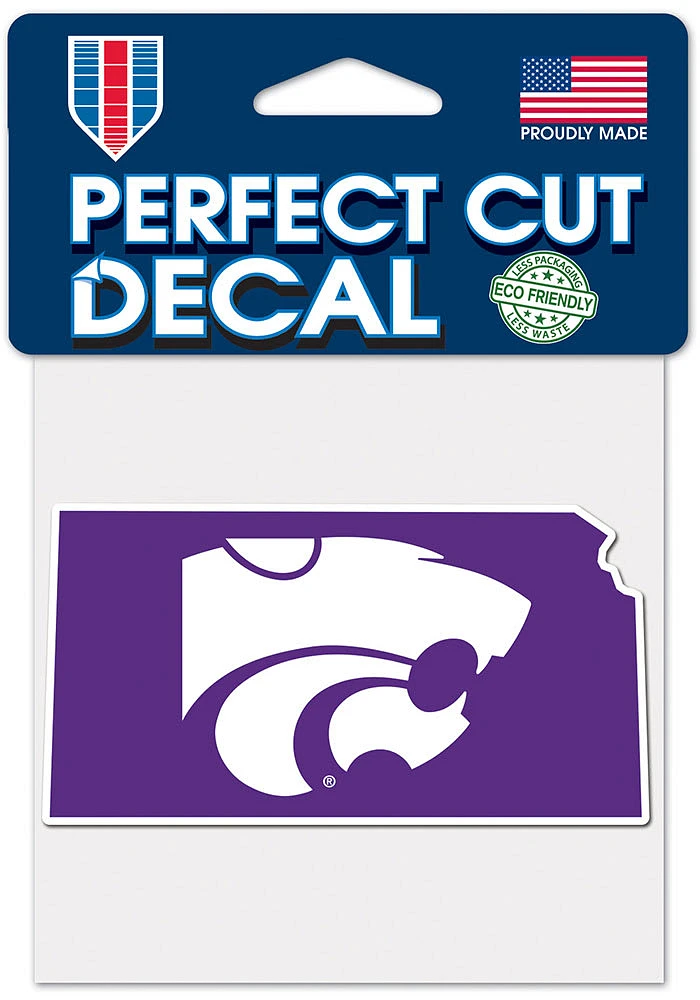 K-State Wildcats 4x4 State Shape Auto Decal - Purple