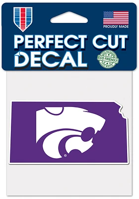 K-State Wildcats 4x4 State Shape Auto Decal - Purple