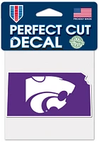 K-State Wildcats 4x4 State Shape Auto Decal - Purple