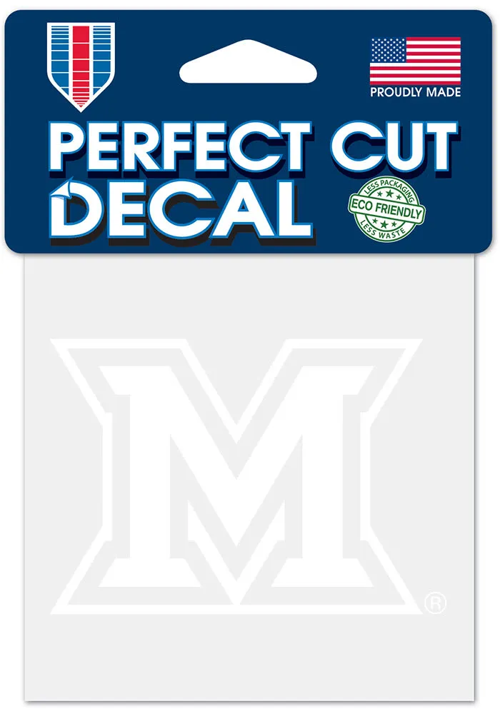 Miami RedHawks 4x4 White Auto Decal - White