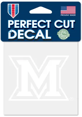 Miami RedHawks 4x4 White Auto Decal - White