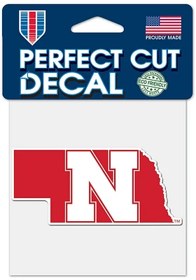 Nebraska Cornhuskers 4x4 State Shape Auto Decal - Red