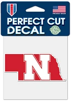 Nebraska Cornhuskers 4x4 State Shape Auto Decal - Red