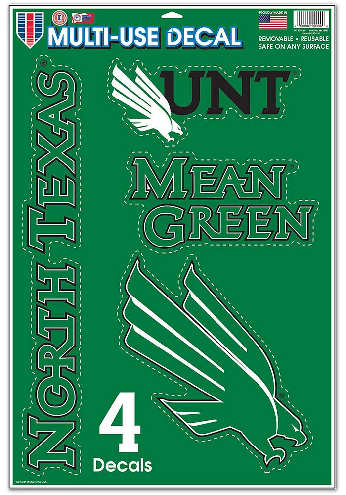 North Texas Mean Green 11x17 Auto Decal - Green