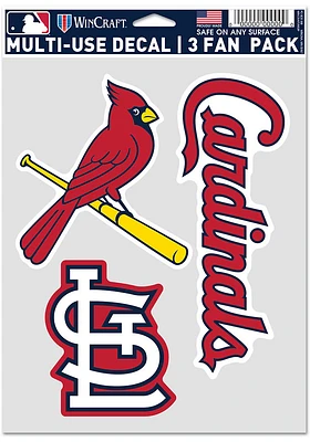 St Louis Cardinals Triple Pack Auto Decal - Red
