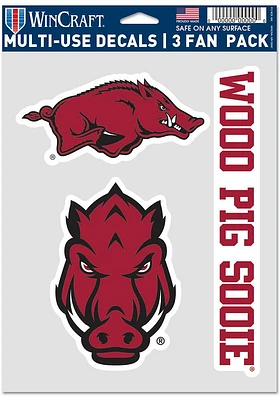 Arkansas Razorbacks Triple Pack Auto Decal - Red