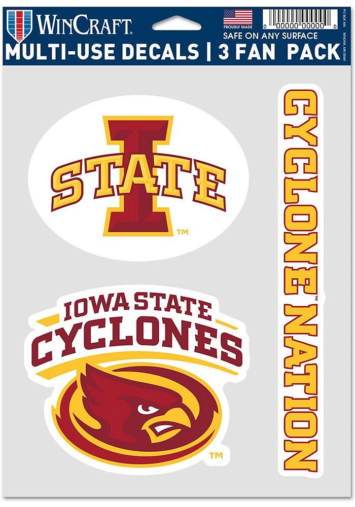 Iowa State Cyclones Triple Pack Auto Decal - Red