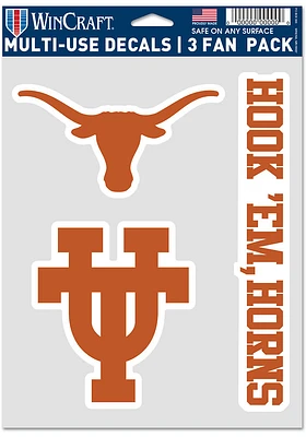 Texas Longhorns Triple Pack Auto Decal - Burnt Orange