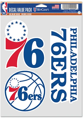 Philadelphia 76ers Triple Pack Auto Decal - Blue