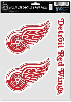 Detroit Red Wings Triple Pack Auto Decal - Red