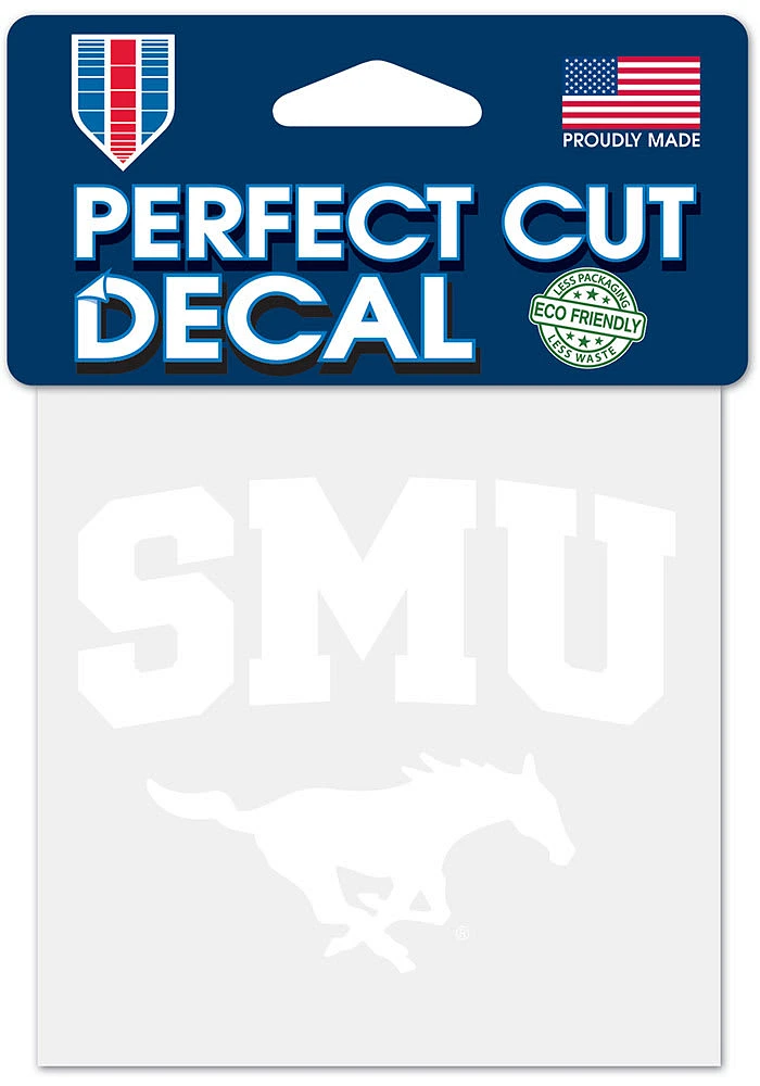 SMU Mustangs 4x4 White Auto Decal - White