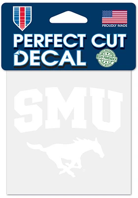 SMU Mustangs 4x4 White Auto Decal - White