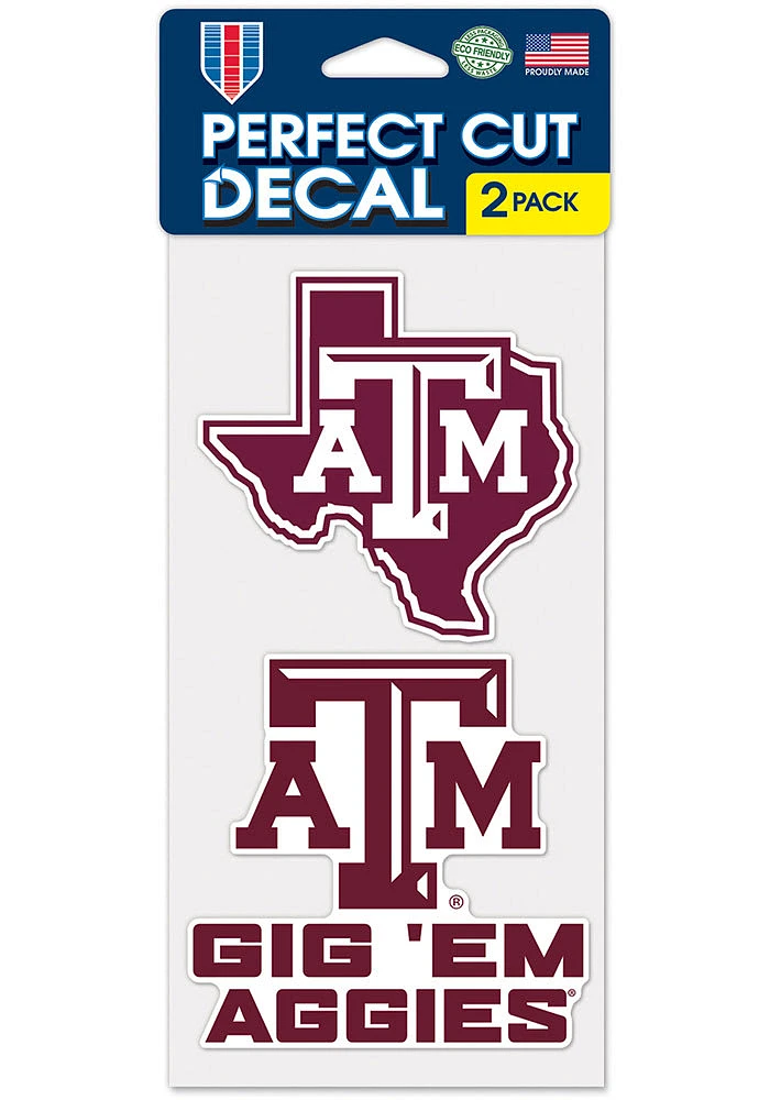 Texas A&M Aggies 4x4 2 Pack Auto Decal - Maroon