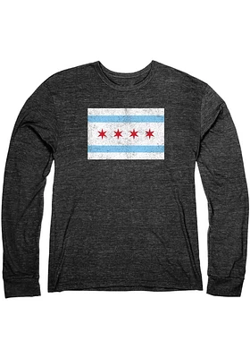 Rally Chicago Black City Flag Long Sleeve Fashion T Shirt