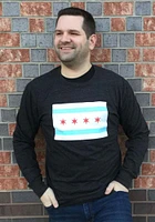 Rally Chicago Black City Flag Long Sleeve Fashion T Shirt