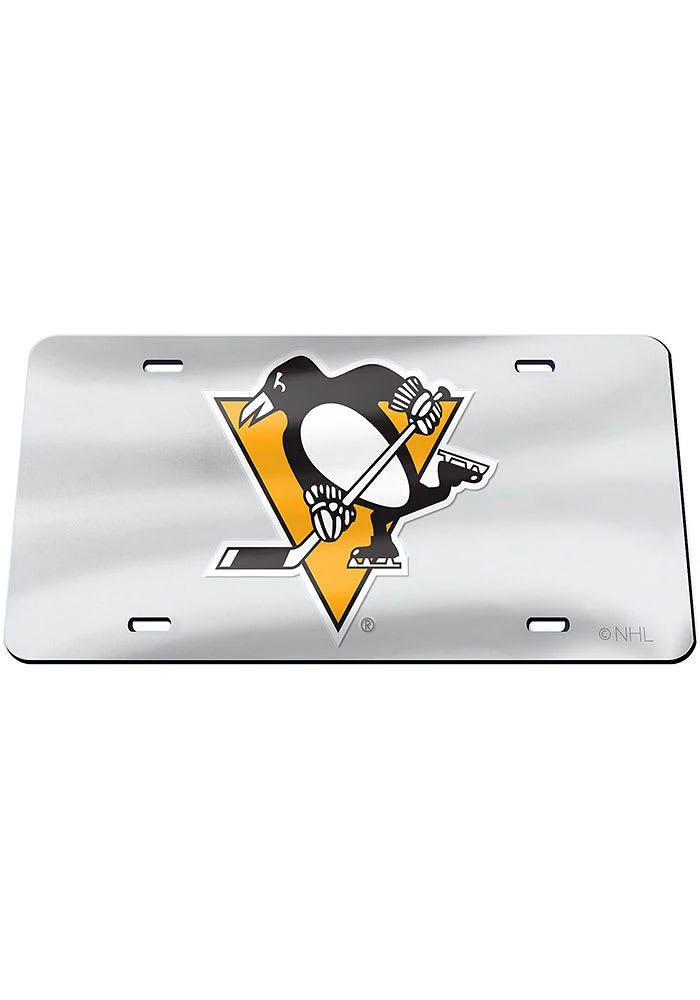 Pittsburgh Penguins Silver Inlaid Car Accessory License Plate